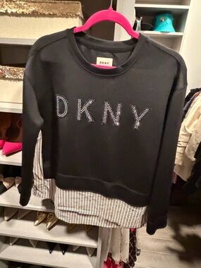 DKNY Black Rhinestone Logo Sweatshirt